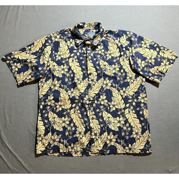 Joe‎ Kealoha x Reyn Spooner Shirt Mens Large Blue Floral Button Short Sleeve. - Picture 1 of 11